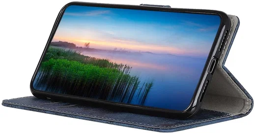 LG V60 ThinQ 5G Hoesje Retro Wallet Stand Kunst Leer Blauw afbeelding 11