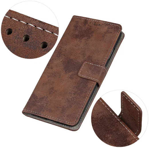 LG V60 ThinQ 5G Hoesje Retro Wallet Stand Kunst Leer Bruin afbeelding 10