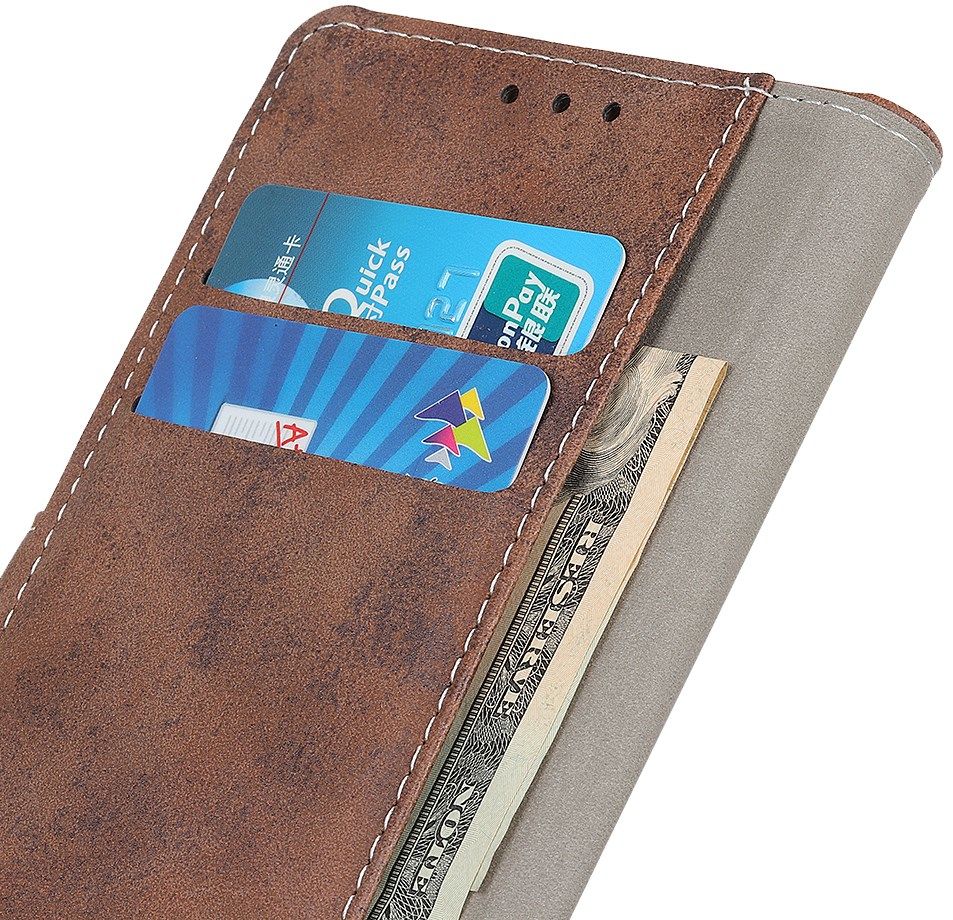 LG V60 ThinQ 5G Hoesje Retro Wallet Stand Kunst Leer Bruin afbeelding 11