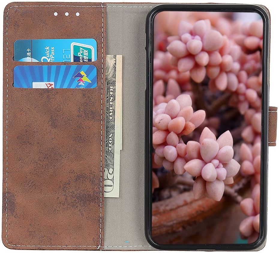 LG V60 ThinQ 5G Hoesje Retro Wallet Stand Kunst Leer Bruin afbeelding 13