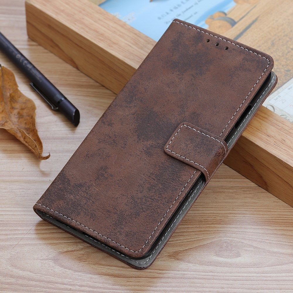 LG V60 ThinQ 5G Hoesje Retro Wallet Stand Kunst Leer Bruin afbeelding 4