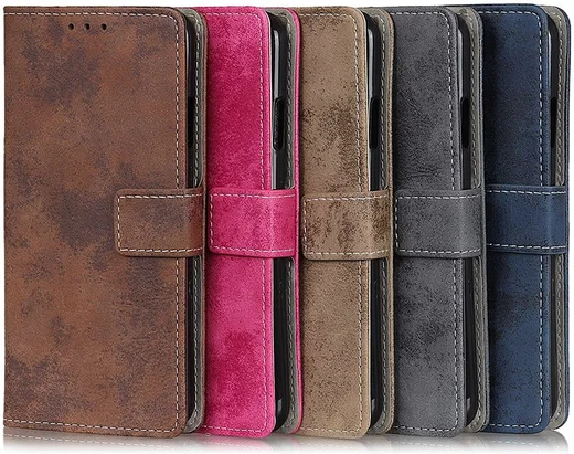 LG V60 ThinQ 5G Hoesje Retro Wallet Stand Kunst Leer Bruin afbeelding 5