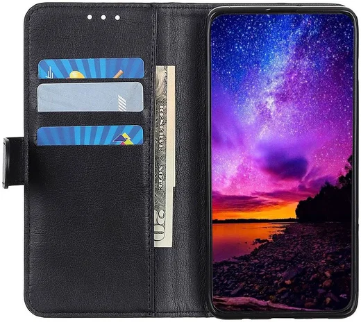 LG V60 ThinQ 5G Hoesje Wallet Stand Kunst Leer Zwart afbeelding 4