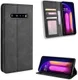LG V60 Retro Stijl Kunstleren Portemonnee Hoesje Zwart afbeelding 9