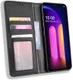 LG V60 Retro Stijl Kunstleren Portemonnee Hoesje Zwart afbeelding 1