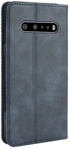 LG V60 Retro Stijl Kunstleren Portemonnee Hoesje Blauw afbeelding 6