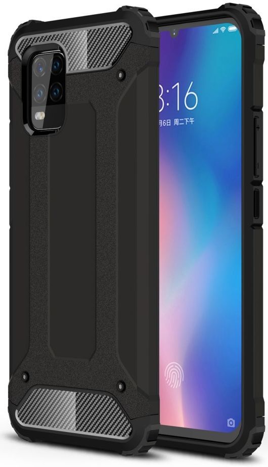 Xiaomi Mi 10 Lite Hoesje Shock Proof Hybride Back Cover Zwart afbeelding 1