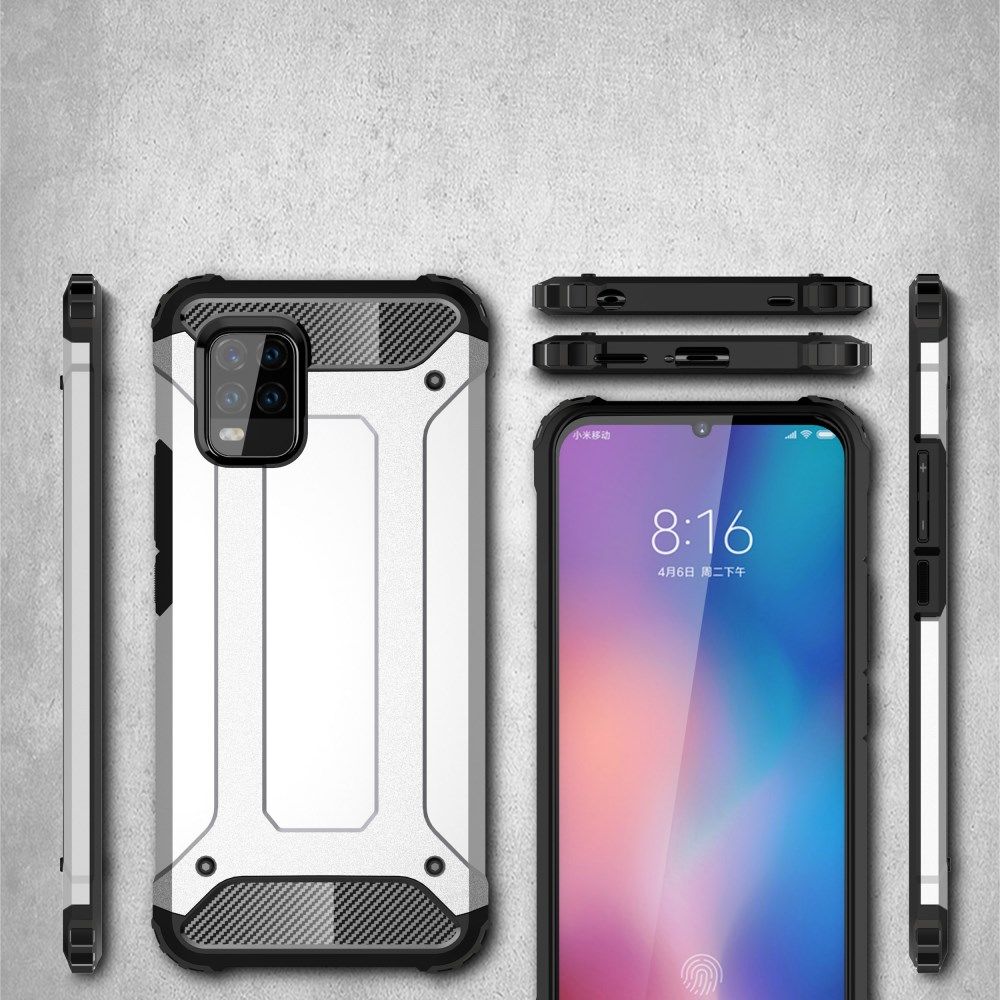 Xiaomi Mi 10 Lite Hoesje Shock Proof Hybride Back Cover Zilver afbeelding 2
