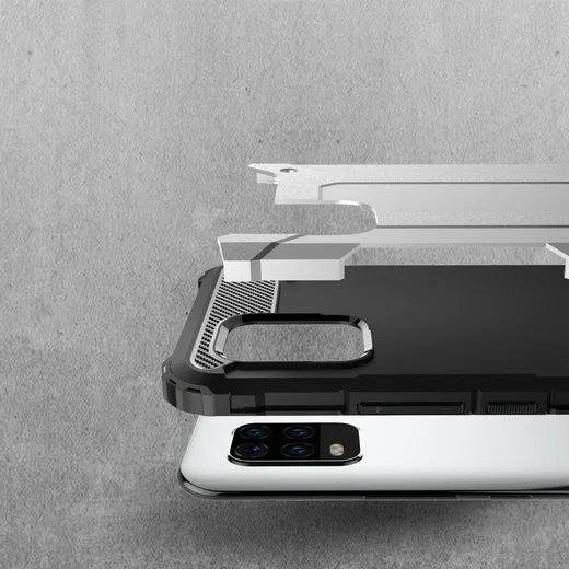 Xiaomi Mi 10 Lite Hoesje Shock Proof Hybride Back Cover Zilver afbeelding 4