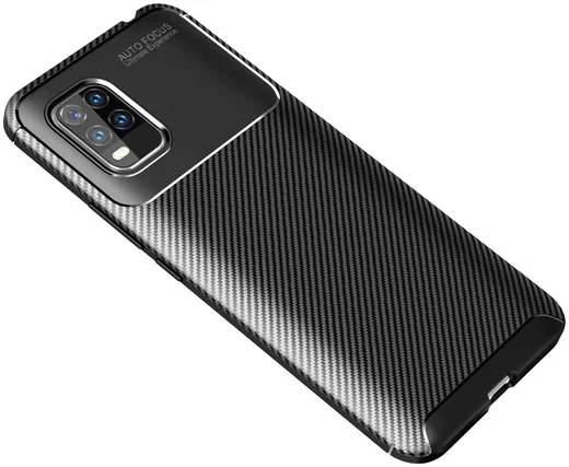 Xiaomi Mi 10 Lite Hoesje Geborsteld Carbon Flexibele Back Cover Zwart afbeelding 1