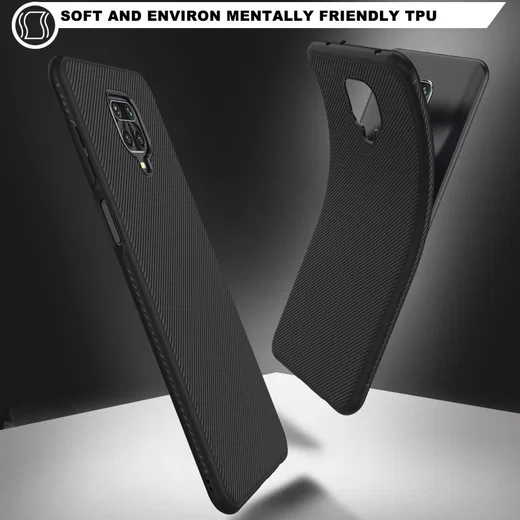 Xiaomi Note 9S / Pro Hoesje Texture TPU Zwart afbeelding 3