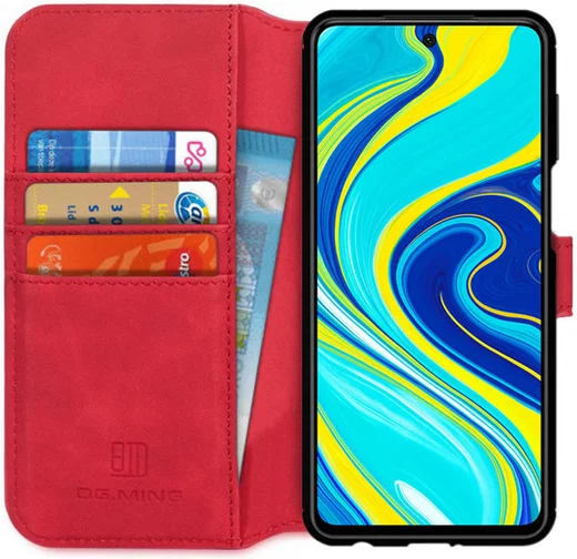 DG Ming Retro Portemonnee Xiaomi Redmi Note 9S / 9 Pro Hoesje Rood afbeelding 1