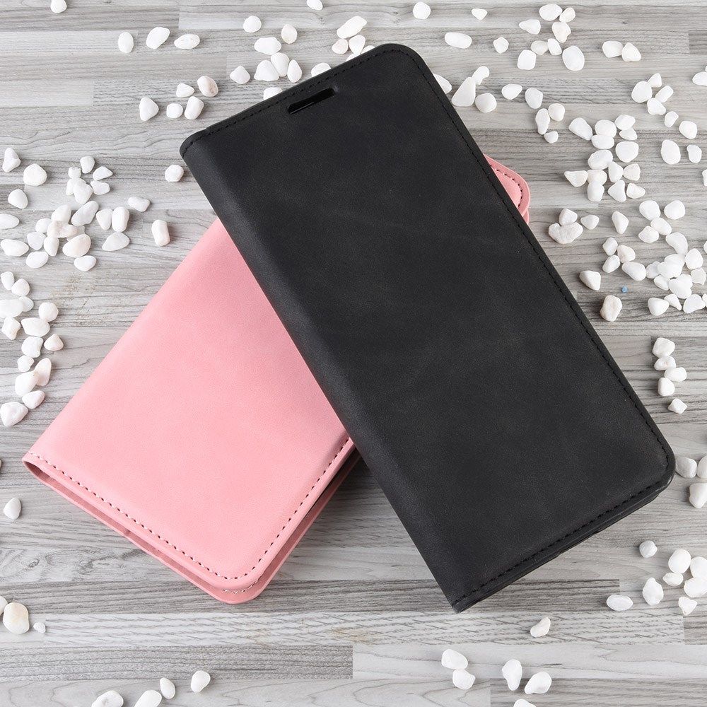 Oppo A8 / A31 Hoesje Zijdezacht Kunstleer Portemonnee Zwart afbeelding 2