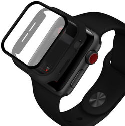 Apple Watch 40MM Hoesje met Tempered Glass - Hard Plastic Bumper - Zwart afbeelding