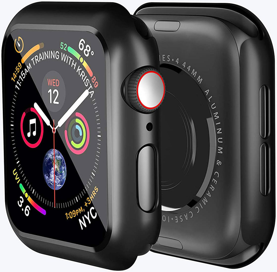 Apple Watch 44MM Hoesje - Hard Plastic Bumper met Tempered Glass - Zwart afbeelding 9