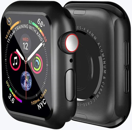Apple Watch 44MM Hoesje - Hard Plastic Bumper met Tempered Glass - Zwart afbeelding 9