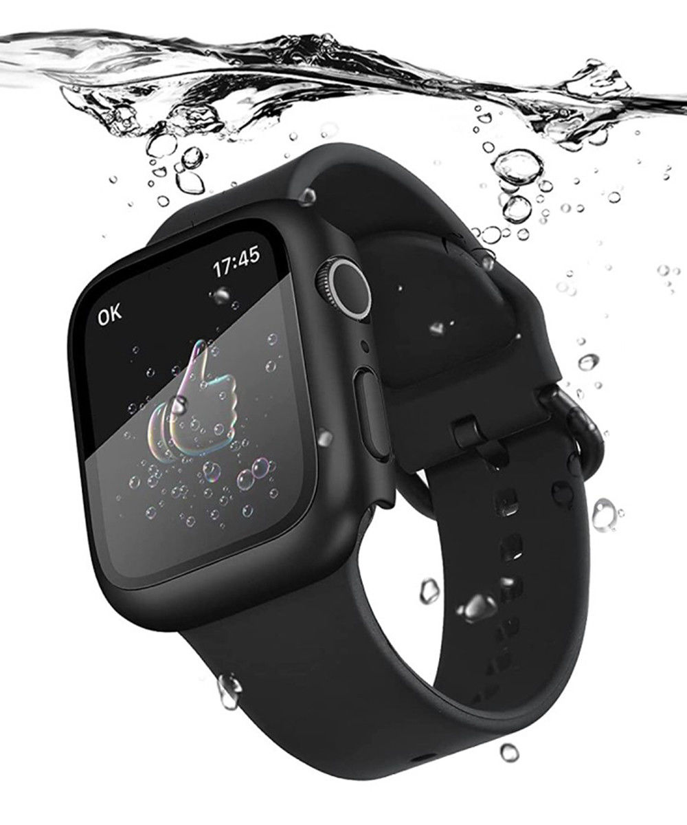 Apple Watch 44MM Hoesje - Hard Plastic Bumper met Tempered Glass - Zwart afbeelding 10