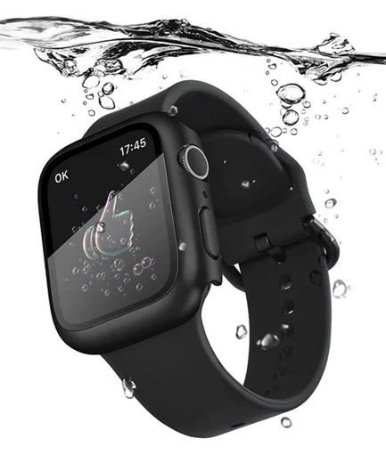 Apple Watch 44MM Hoesje - Hard Plastic Bumper met Tempered Glass - Zwart afbeelding 10