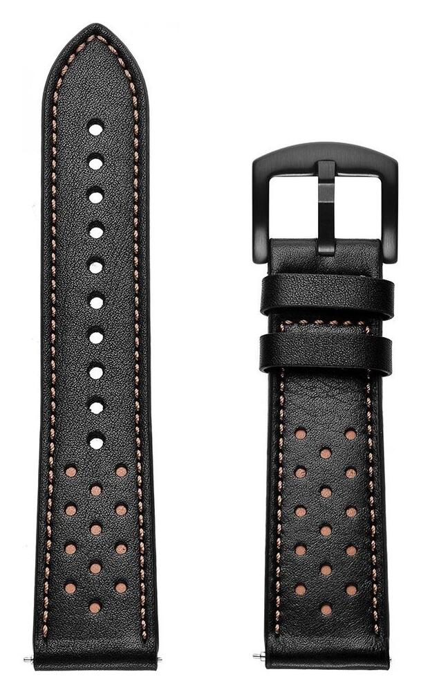 Universeel Smartwatch 22MM Bandje - Echt Leer - met Gesp Sluiting - Zwart afbeelding 7