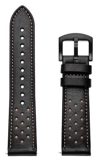 Universeel Smartwatch 22MM Bandje - Echt Leer - met Gesp Sluiting - Zwart afbeelding 7