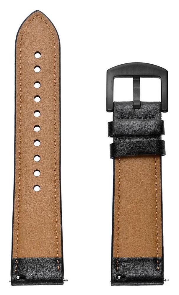 Universeel Smartwatch 22MM Bandje - Echt Leer - met Gesp Sluiting - Zwart afbeelding 8
