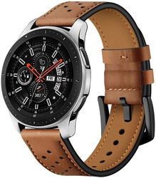 Universeel Smartwatch 22MM Bandje - Echt Leer - met Gesp Sluiting - Bruin afbeelding