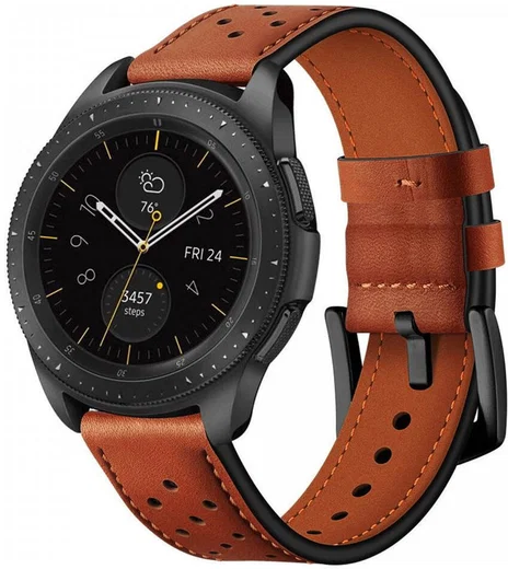Universeel Smartwatch 20MM Bandje - Echt Leer - Gespsluiting - Bruin afbeelding 1