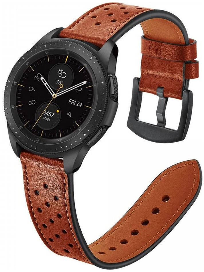 Universeel Smartwatch 20MM Bandje - Echt Leer - Gespsluiting - Bruin afbeelding 2