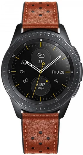 Universeel Smartwatch 20MM Bandje - Echt Leer - Gespsluiting - Bruin afbeelding 3