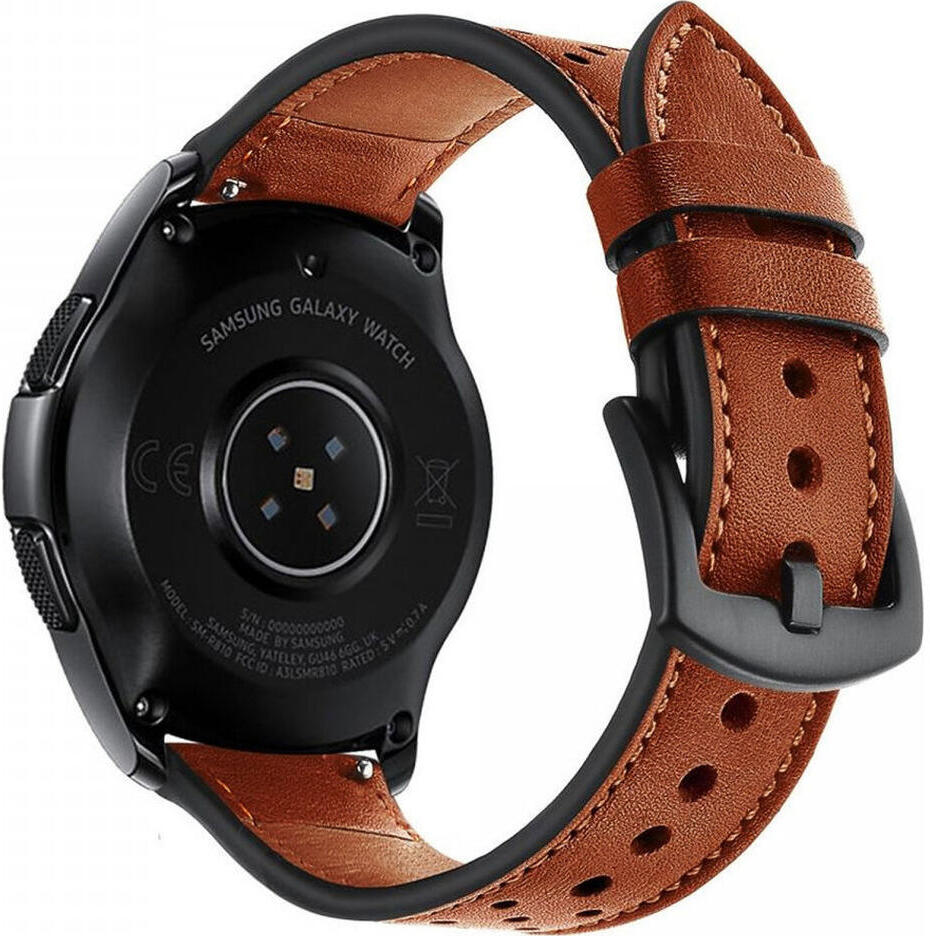 Universeel Smartwatch 20MM Bandje - Echt Leer - Gespsluiting - Bruin afbeelding 4