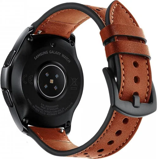 Universeel Smartwatch 20MM Bandje - Echt Leer - Gespsluiting - Bruin afbeelding 4