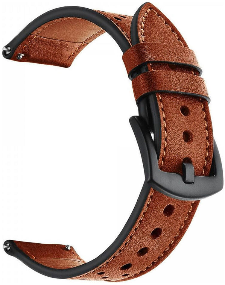 Universeel Smartwatch 20MM Bandje - Echt Leer - Gespsluiting - Bruin afbeelding 5