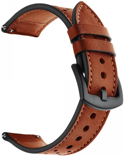 Universeel Smartwatch 20MM Bandje - Echt Leer - Gespsluiting - Bruin afbeelding 5