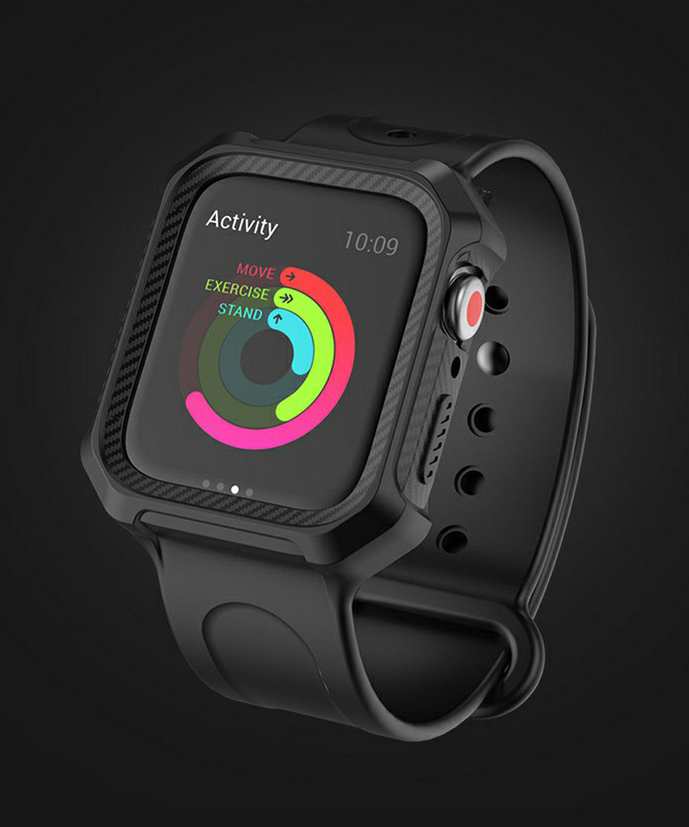 Apple Watch 40MM Hoesje Full Protect Carbon met Siliconen Bandje Blauw afbeelding 8