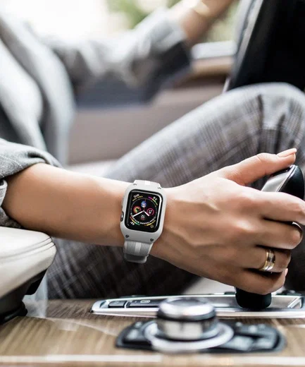 Apple Watch 42MM Hoesje Robuust Full Protect met Siliconen Band Wit afbeelding 5