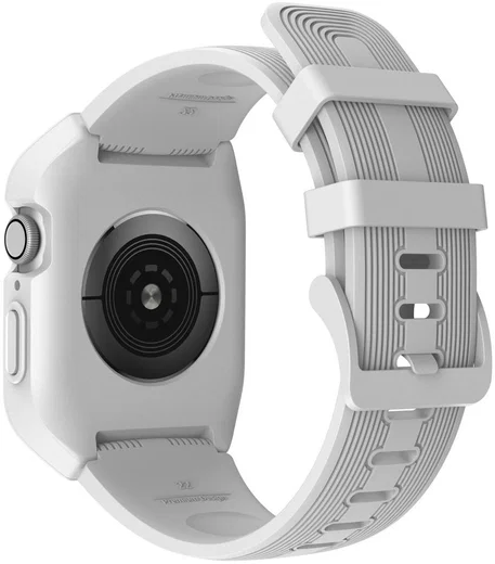 Apple Watch 42MM Hoesje Robuust Full Protect met Siliconen Band Wit afbeelding 2