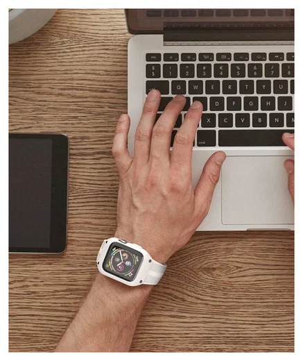 Apple Watch 44MM Hoesje - Robuust - Full Protect met Siliconen Band - Wit afbeelding 4