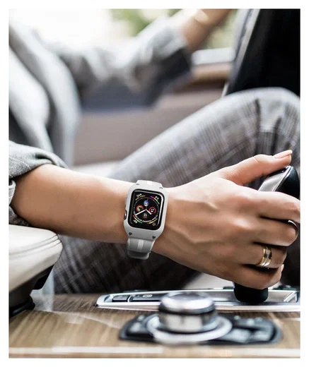 Apple Watch 44MM Hoesje - Robuust - Full Protect met Siliconen Band - Wit afbeelding 5