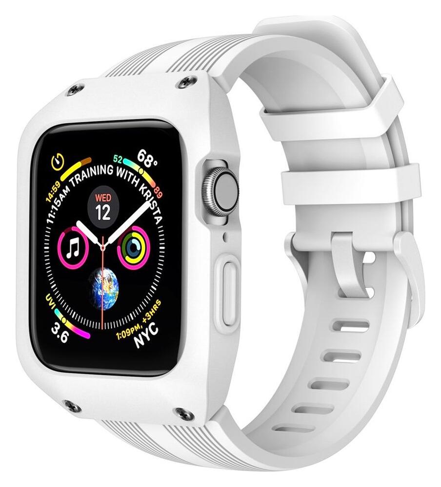 Apple Watch 44MM Hoesje - Robuust - Full Protect met Siliconen Band - Wit afbeelding 1