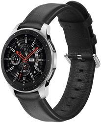 Universeel Smartwatch 20MM Bandje - Echt Leer - met RVS Gespsluiting - Zwart afbeelding