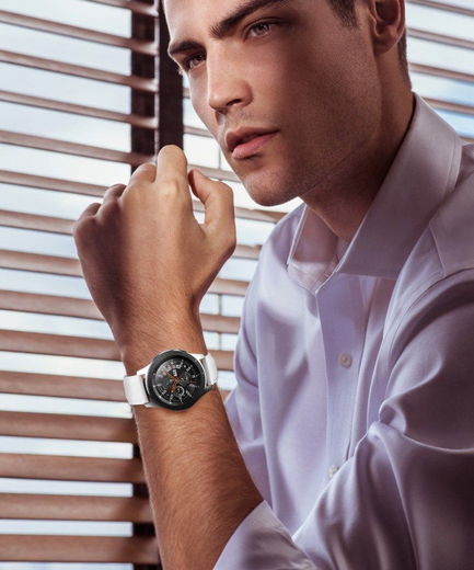 Universeel Smartwatch 20MM Bandje - Echt Leer - met RVS Gespsluiting - Wit afbeelding 3