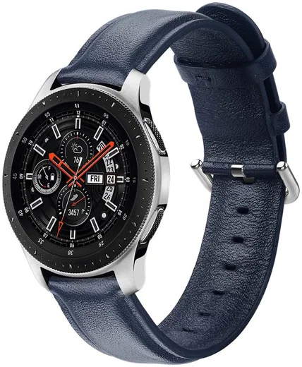 Universeel Smartwatch 20MM Bandje Echt Leer met RVS Gespsluiting Blauw afbeelding 1