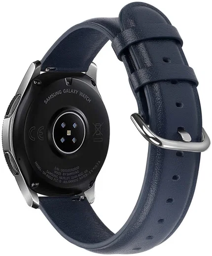Universeel Smartwatch 20MM Bandje Echt Leer met RVS Gespsluiting Blauw afbeelding 2