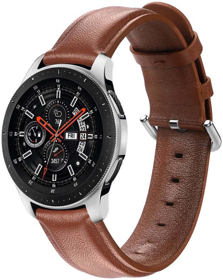Universeel Smartwatch 20MM Bandje - Echt Leer - met RVS Gespsluiting - Bruin afbeelding 1