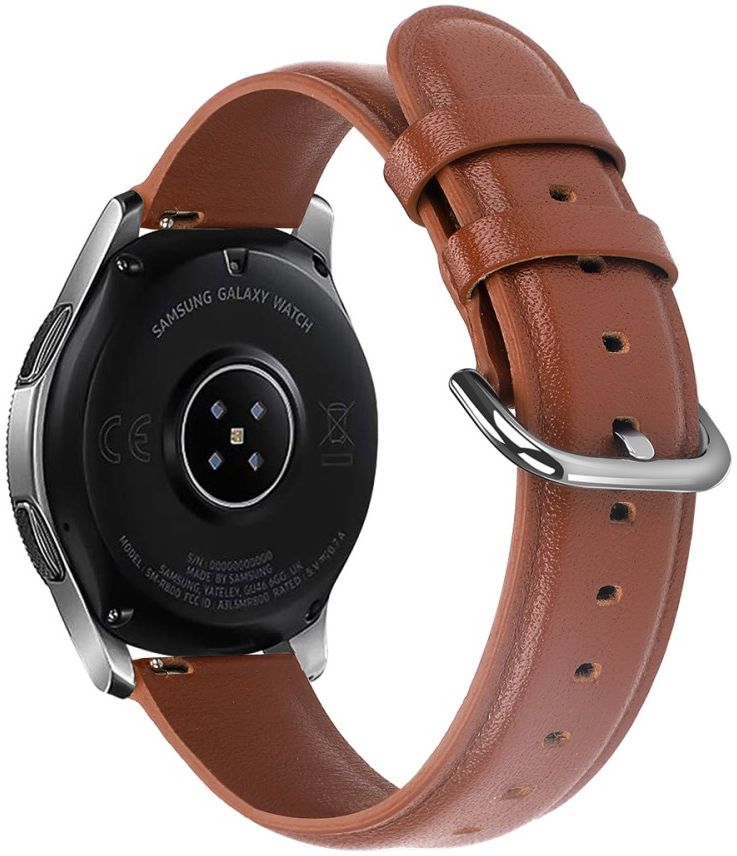 Universeel Smartwatch 20MM Bandje - Echt Leer - met RVS Gespsluiting - Bruin afbeelding 2