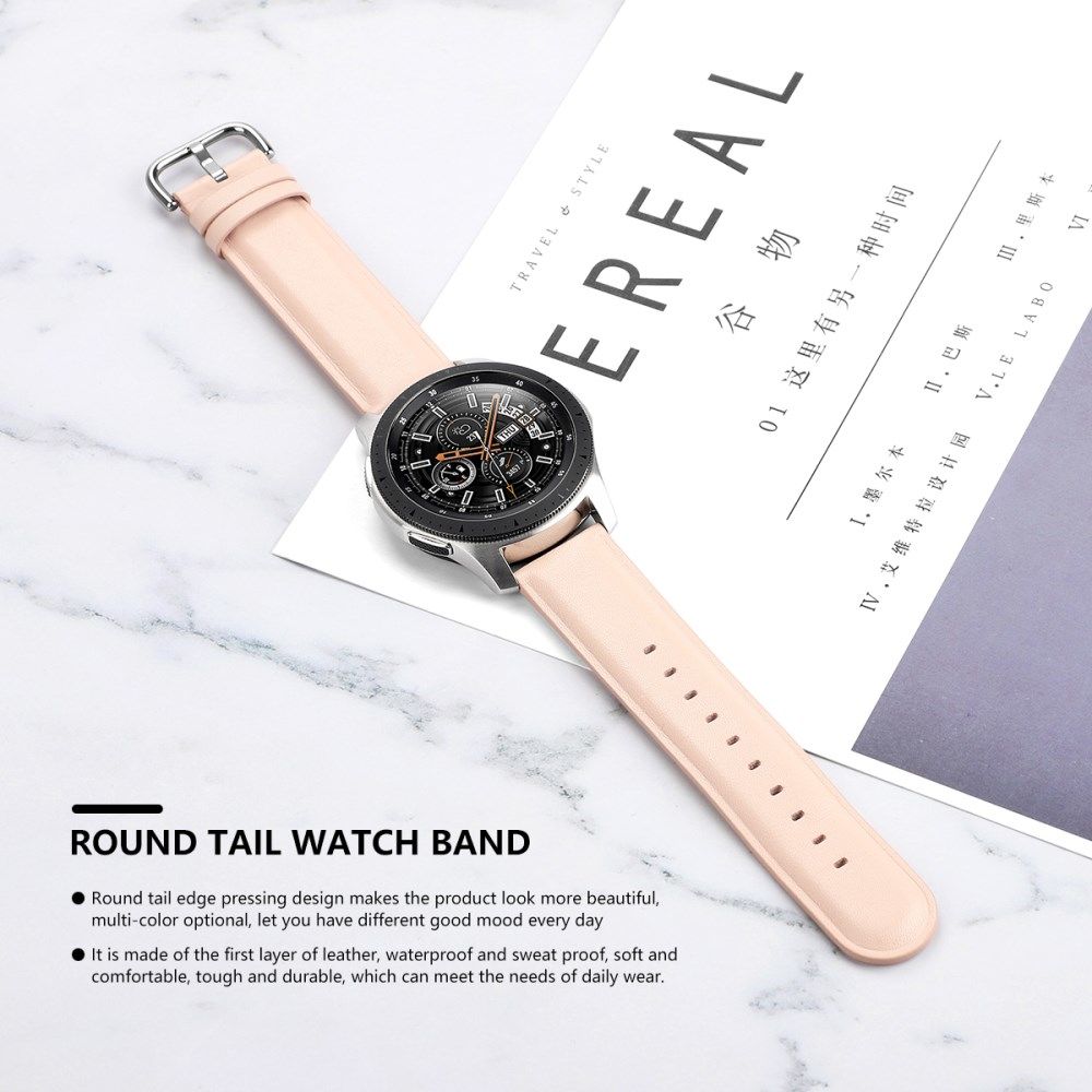 Universeel Smartwatch 22MM Bandje Echt Leer met RVS Gespsluiting Roze afbeelding 5
