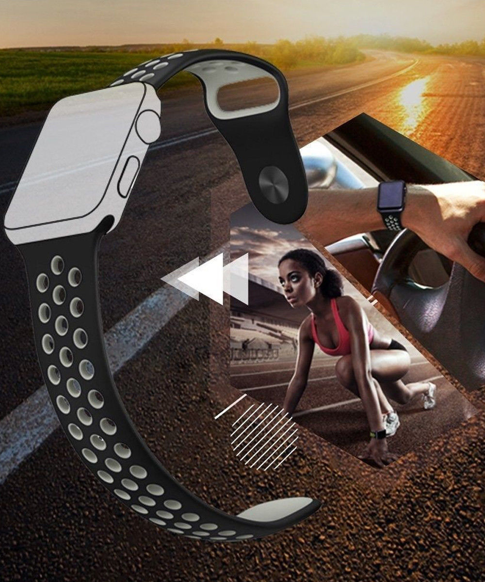 Apple Watch 41MM / 40MM / 38MM Bandje Siliconen met Ventilatiegaten Grijs afbeelding 8