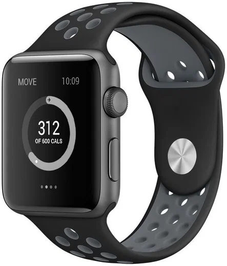 Apple Watch 41MM / 40MM / 38MM Bandje Siliconen met Ventilatiegaten Grijs afbeelding 1