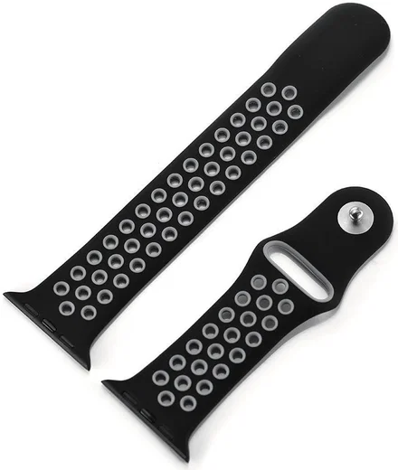 Apple Watch 41MM / 40MM / 38MM Bandje Siliconen met Ventilatiegaten Grijs afbeelding 5