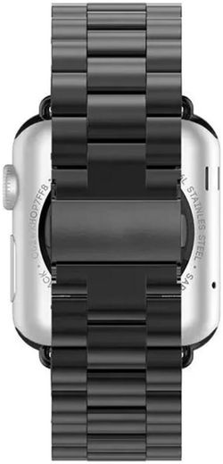 Apple Watch 1-10/SE/Ultra Bandje - 49/46/45/44/42MM - Roestvrij Staal - Zwart afbeelding 4
